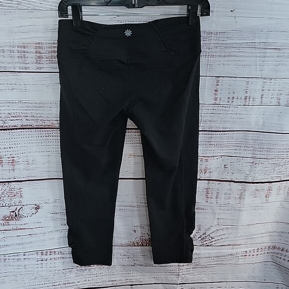 Athleta Black Ruched Odyssey Balance Capri Womens Active Leggings Size Small - Picture 11 of 11